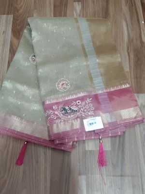 Georgette Cut Dana Work Saree